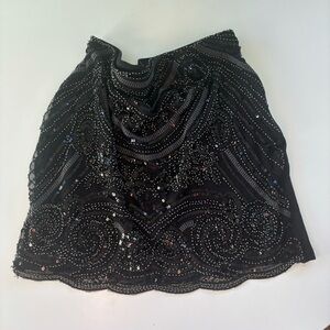Beaded Black Mini Skirt